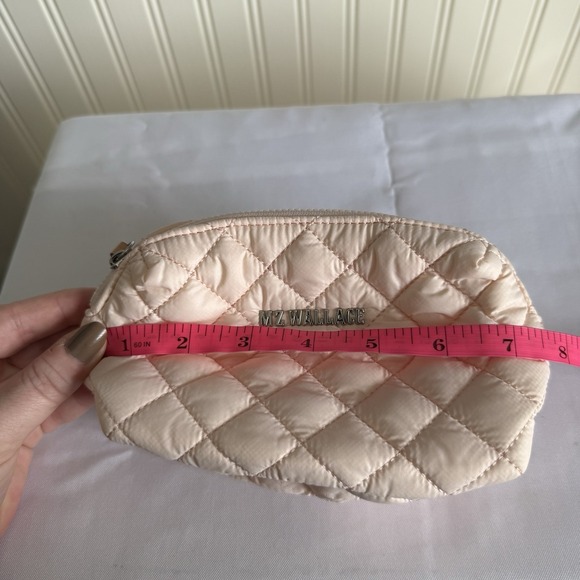 MZ Wallace Quilted Mica Cosmetic Makeup Toiletry Pouch Bag Case Light Pink New - Picture 7 of 10